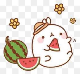 Download Food Eating Pusheen Watermelon Flower Free - Mini Cute Sticker Molang Png,Eating Png