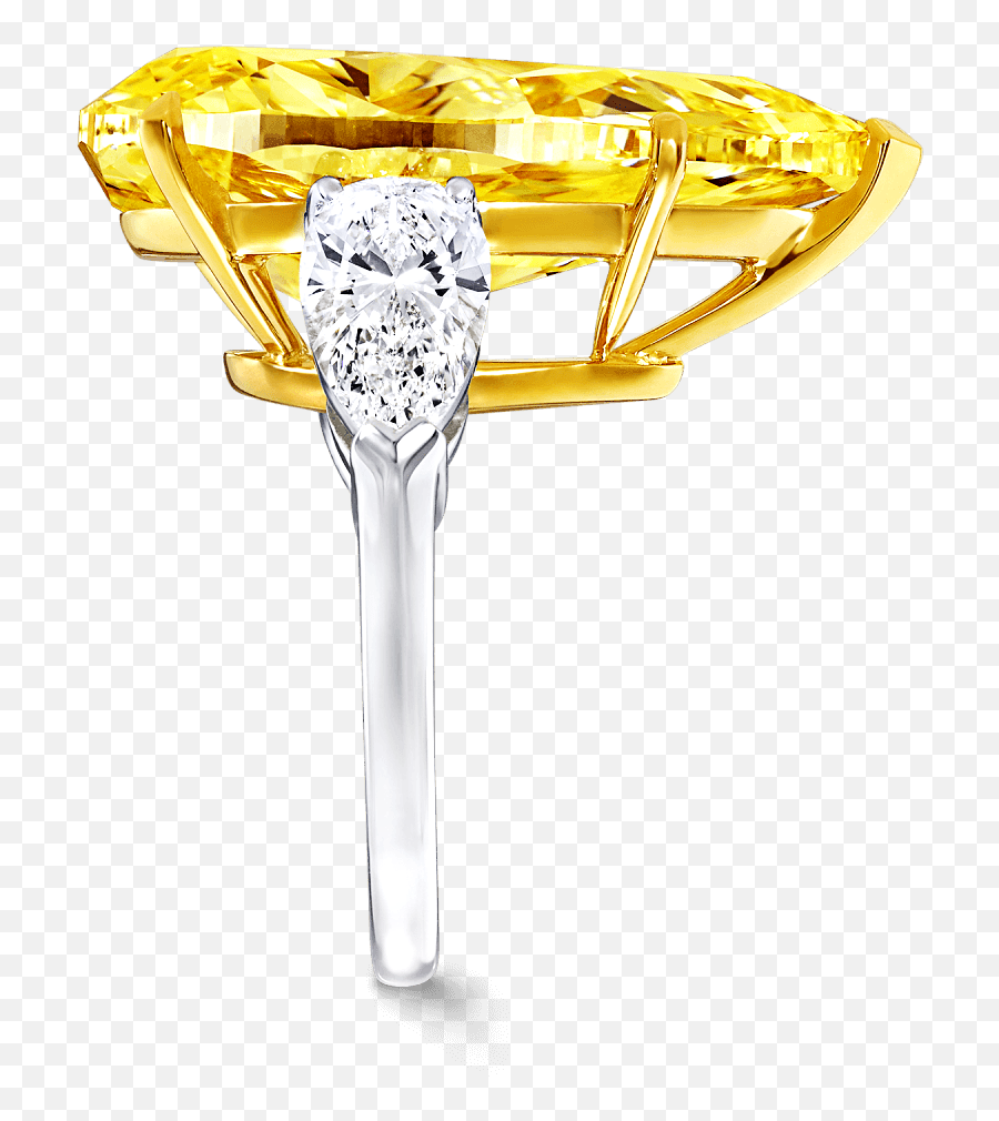 Pear Shape Yellow And White Diamond - Engagement Ring Png,Yellow Diamond Png
