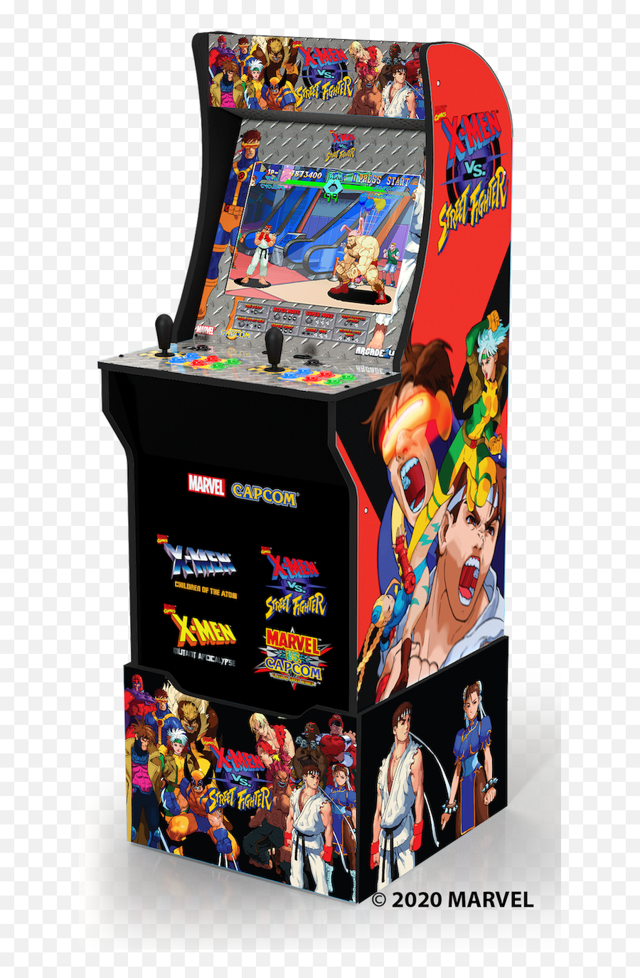 X - Men Vs Street Fighter Arcade Machine With Riser Arcade1up Walmartcom Arcade1up Xmen Vs Street Fighter Png,Blue Marvel Vs Icon