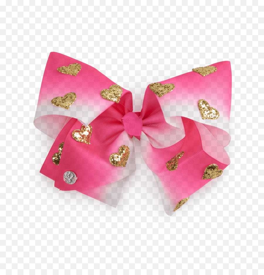 Jojo Siwa Large Cheer Hair Bow Pink Ombre Gold Hearts - Jojo Siwa Bow Png,Hair Bow Png