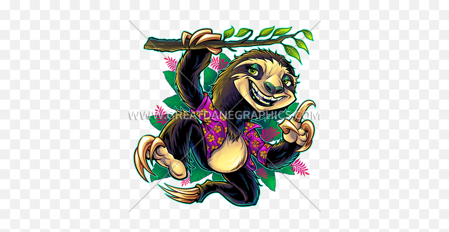 Sloth Production Ready Artwork For T - Shirt Printing Illustration Png,Sloth Transparent Background