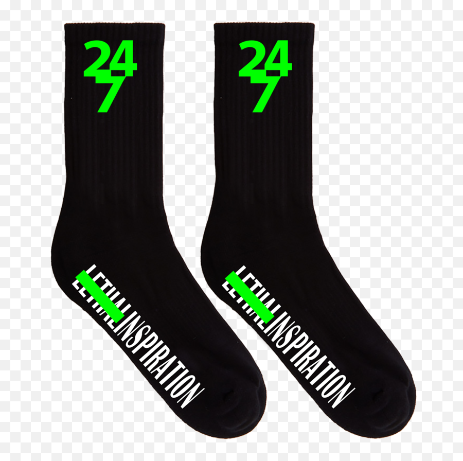 Lethalinspiration Logo Sock - Black Slime Green U2014 Lethal Inspiration 247 Png,Green Slime Png