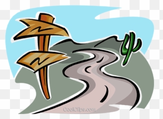 Road With Sign And Cactus Royalty Free Vector Clip Art - Clip Art Png,Cactus Clipart Png