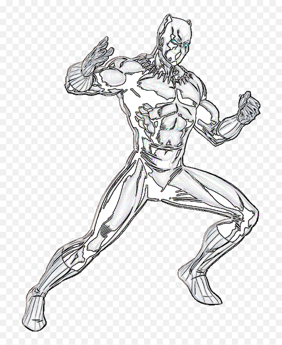 Black Panther Drawing Marvel Free Download - Black Panther Full Body Drawing Png,Black Panther Logo Marvel