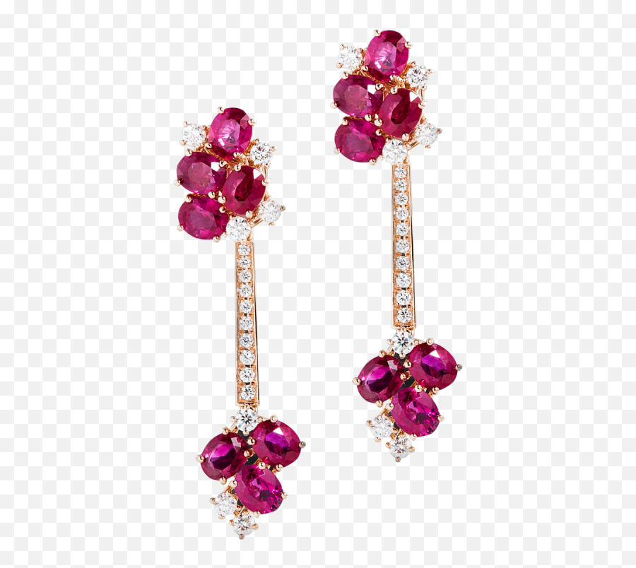 18k Red Color Gold Ruby Diamond Earrings - Eco Park Png,Diamond Earring Png