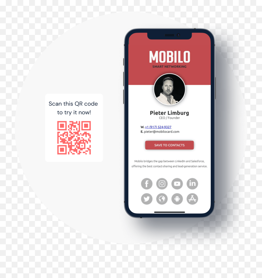 Mobilo Card - The Smart Digital Business Card Digital Business Card Size Png,Website Icon Business Card