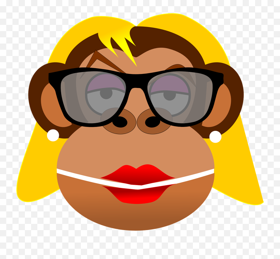 Cute Mouth Png - Monkey Girl Female Happy Cute Png Image Cartoon Monkey With Glasses,Cute Monkey Png