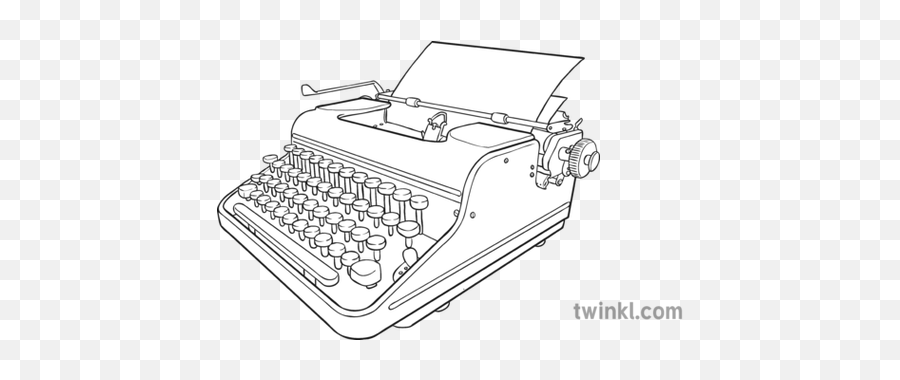 Typewriter Black And White Illustration - Twinkl Line Art Png,Typewriter Png