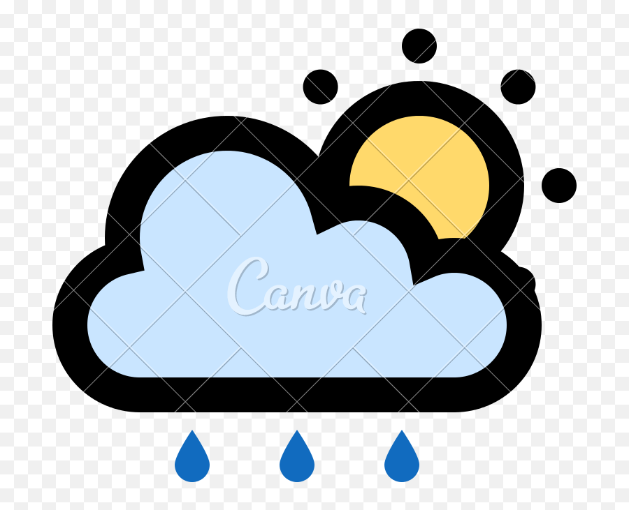 Sun Behind Rain Cloud - Icons By Canva Sunny Partly Cloudy Rain Png,Rain Cloud Png