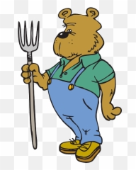 Download Hd Cartoon Farm Tool Farmer Bear Clothes - Bear In Clothes Cartoon Png,Pitchfork Transparent