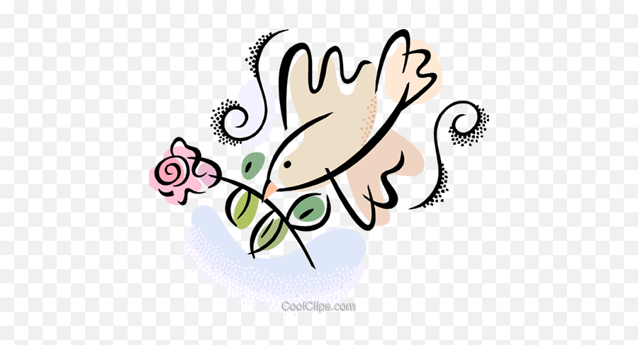 Dove With A Rose Royalty Free Vector Clip Art Illustration - Decorative Png,Rose Vector Png