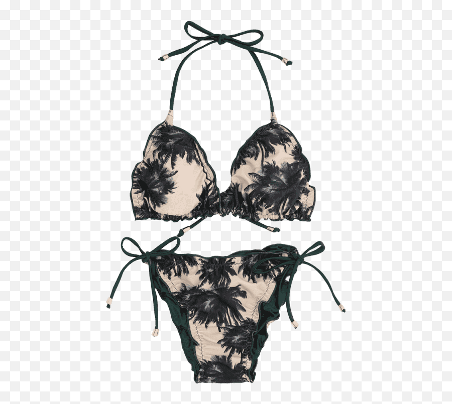 Scrunch Coconut Palm String Bikini Set - Lingerie Top Png,Bikini Transparent Background