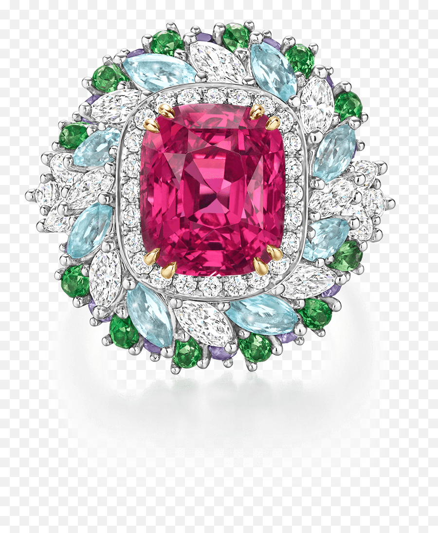 Winston Candy Reddish Pink Spinel Ring With Tsavorite Png Icon