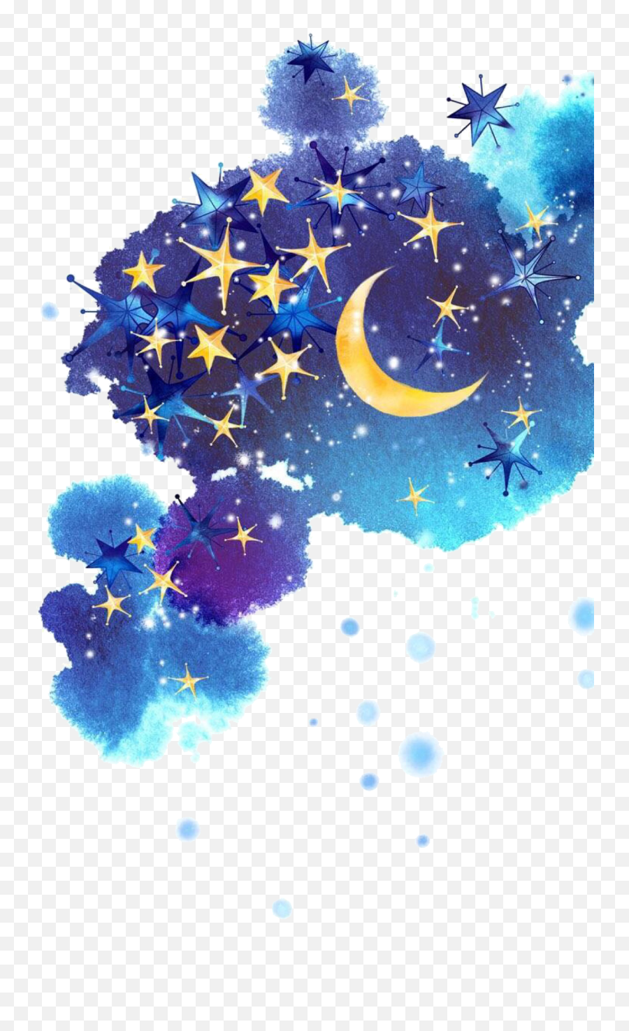 Download Painted Sky Night Star Moon Png Free Photo Clipart - Stars And Moon Border,Crescent Moon Png