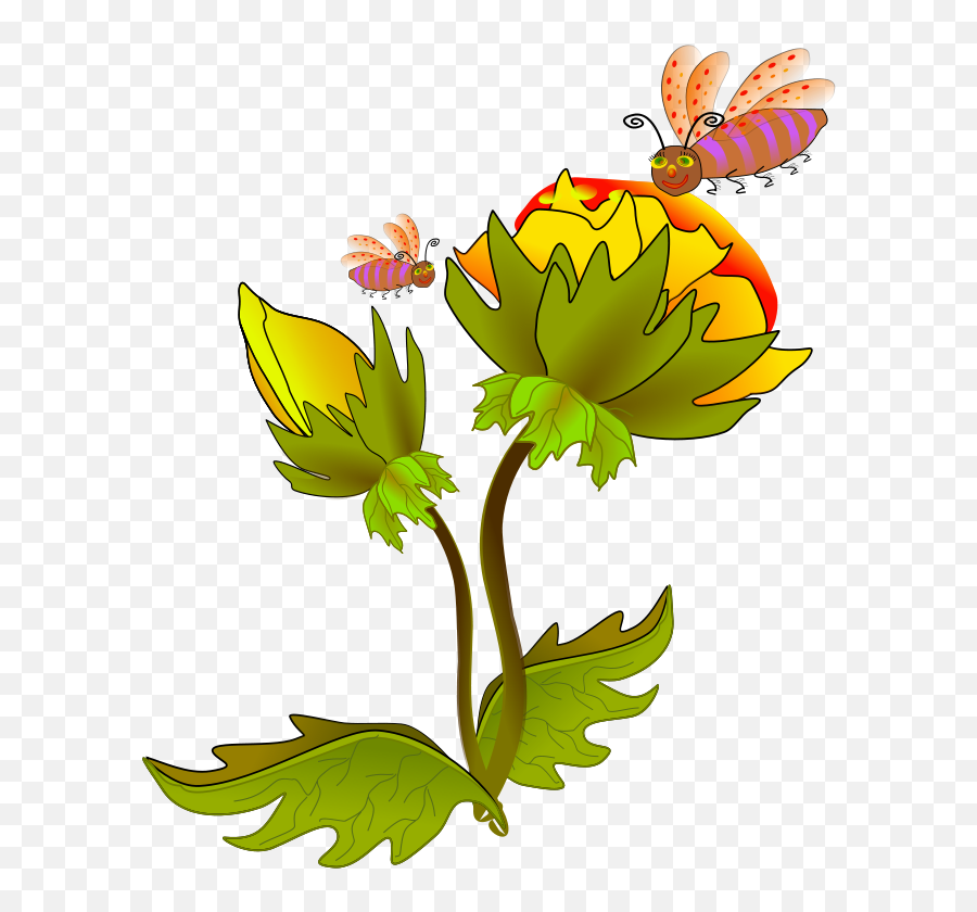 Flower Cartoon Png - Small Flowers With Bee,Flower Cartoon Png