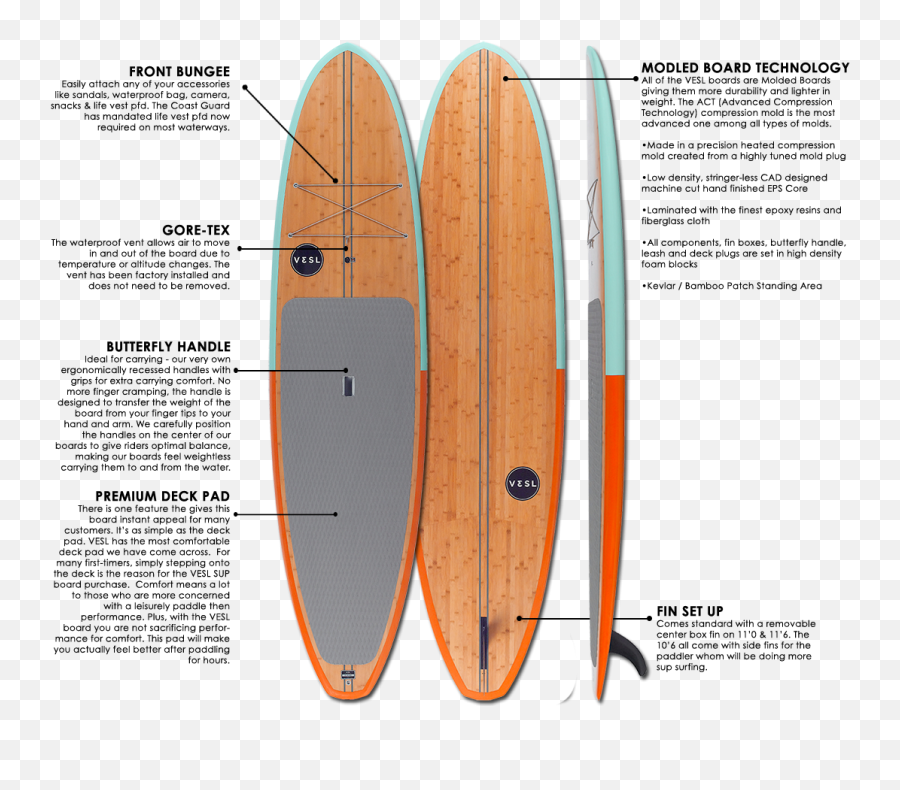 Download Vesl Bamboo Paddle Board Specifications - Surfing Paddle Board Specifications Png,Paddle Png