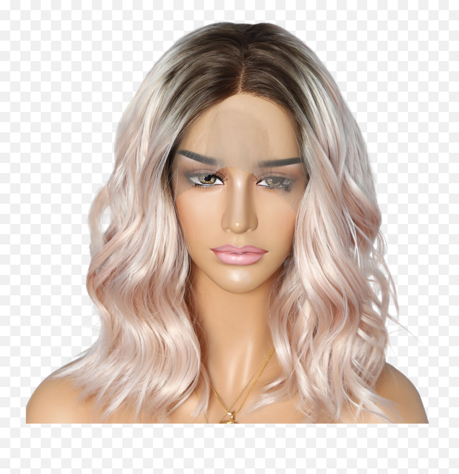 Lace Front Short Wavy Ombre Blonde Wig - Wig Png,Blonde Wig Png