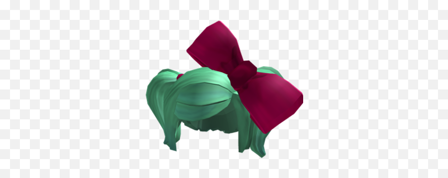 Green Hair With Oversized Bow Roblox Wikia Fandom - Pelo De Roblox Verde Png,Hair Bow Png