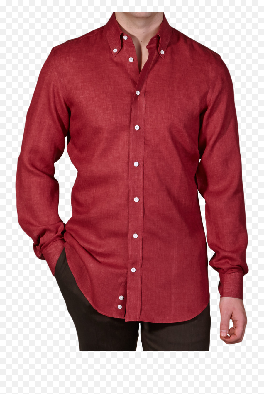 Wine Linen Button Down Shirt Png