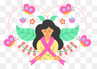 Best Premium Woman Breast Cancer Awareness Illustration - Girly png