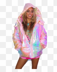 Holographic Puffer Jacketwelcome To Buywwwwgiooo - Hooded png