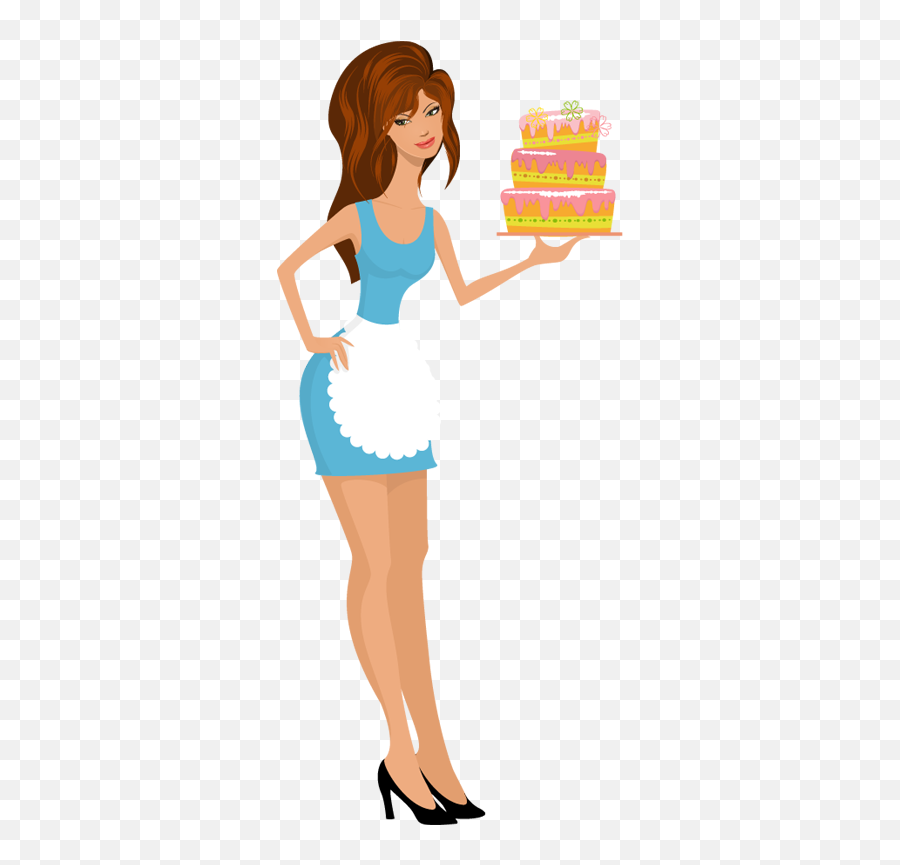 Young Girl Baking A Cake Png Free - Woman With Cake Cartoon,Baking Clipart Png