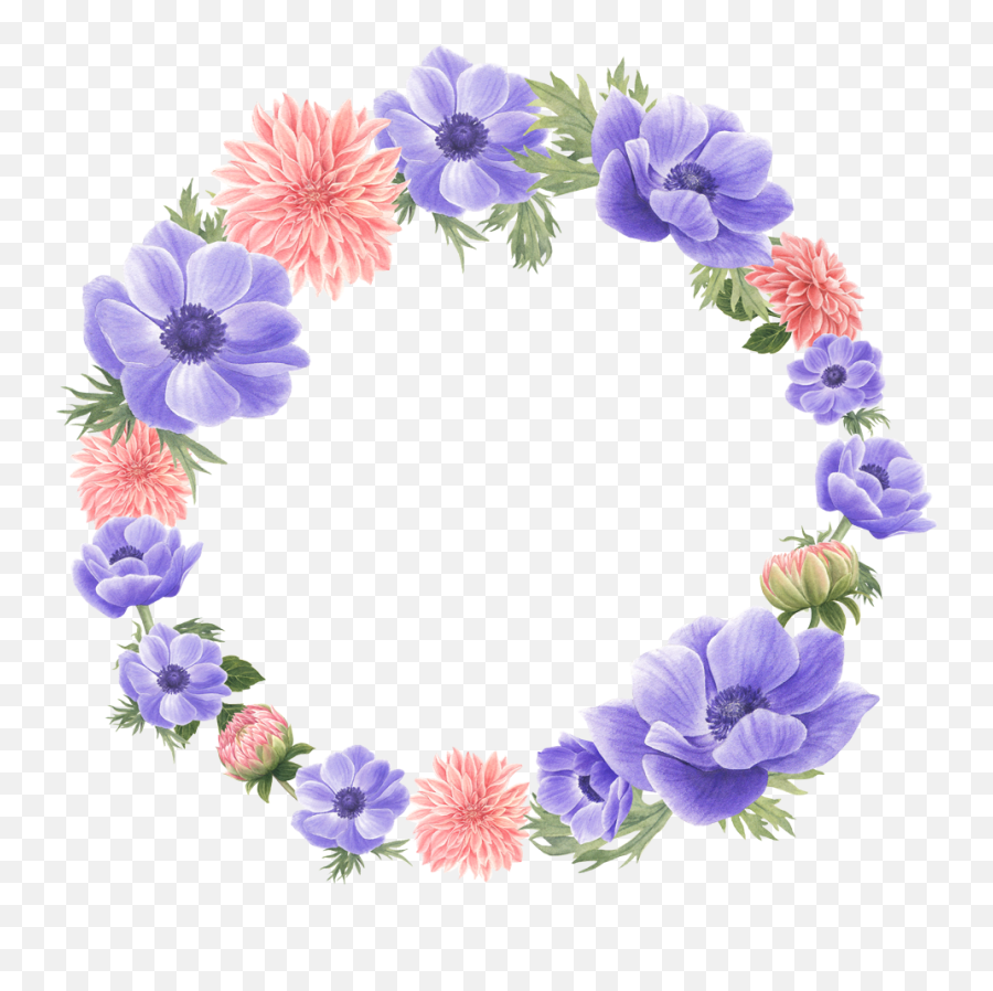 Wreath With Anemone And Dahlia Flower By We Studio - Artificial Flower Png,Flower Wreath Png