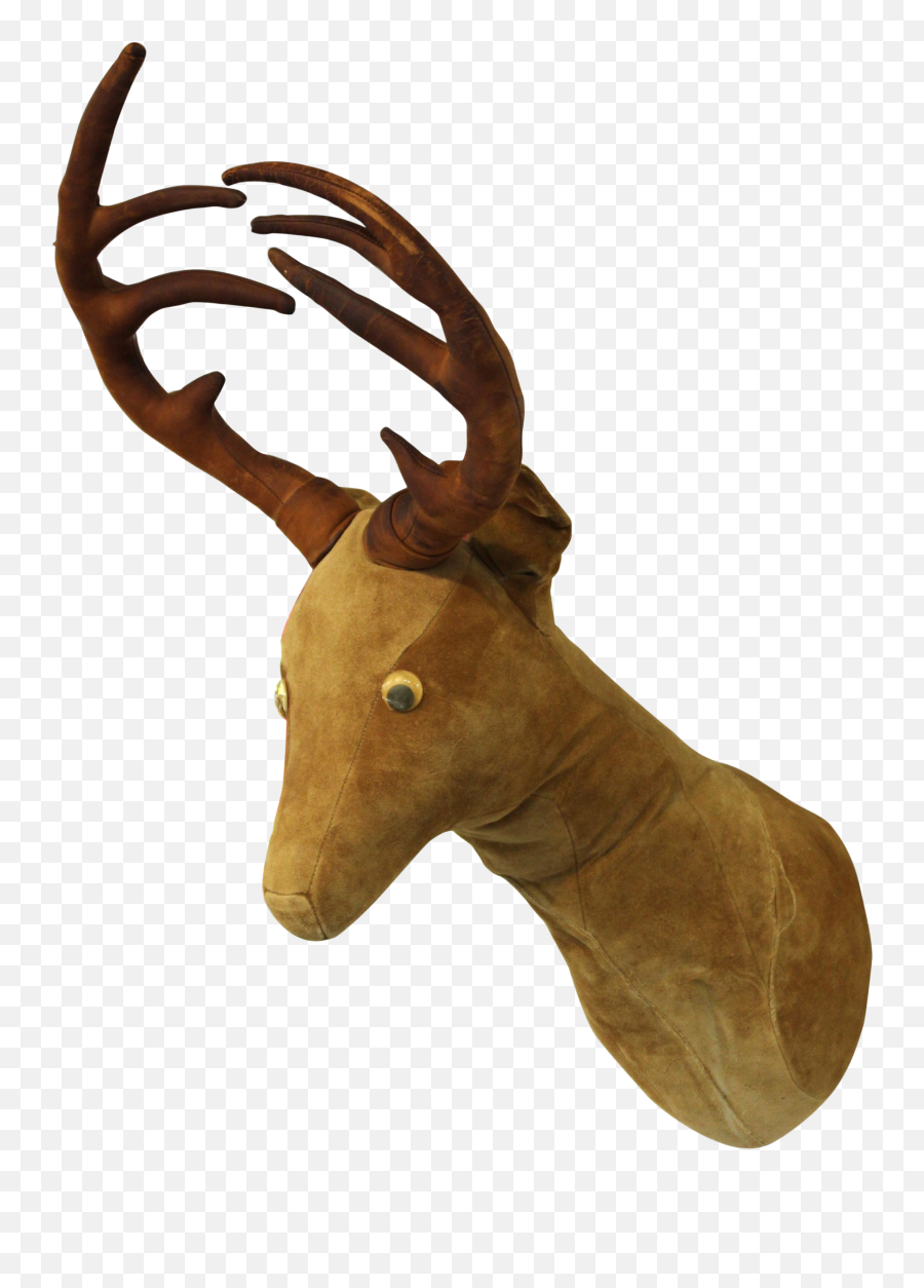 Mid - Century Modern Wall Mounted Leather Deer Head With Googly Eyes Elk Png,Googly Eyes Transparent