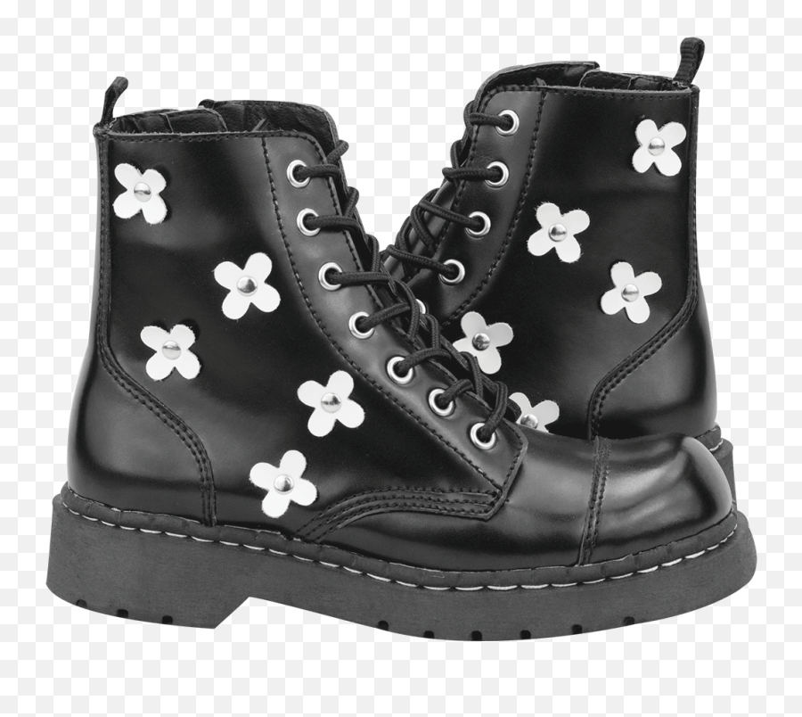 Download Leather Flower Combat Boots - Tuk Png Image With Png Image Black Leather Boots For Women Transparent Background,Combat Boots Png