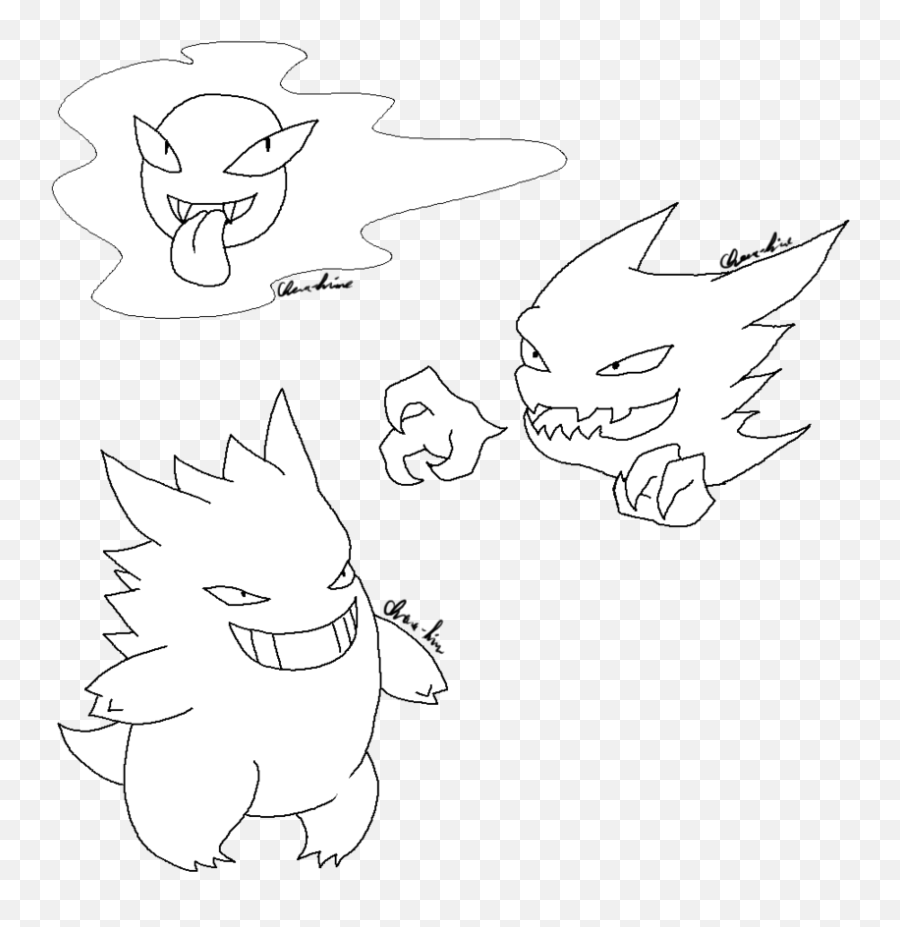 Black And White Gengar Pokemon Black & White Drawing Haunter PNG