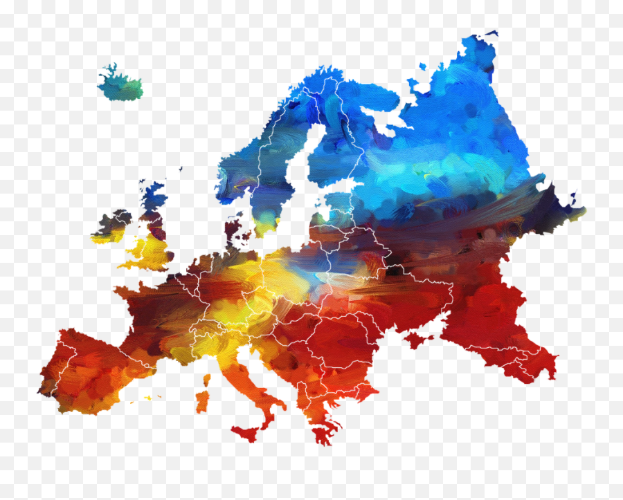 Europe Continent World - Painted Map Of Europe Png,Europe Png