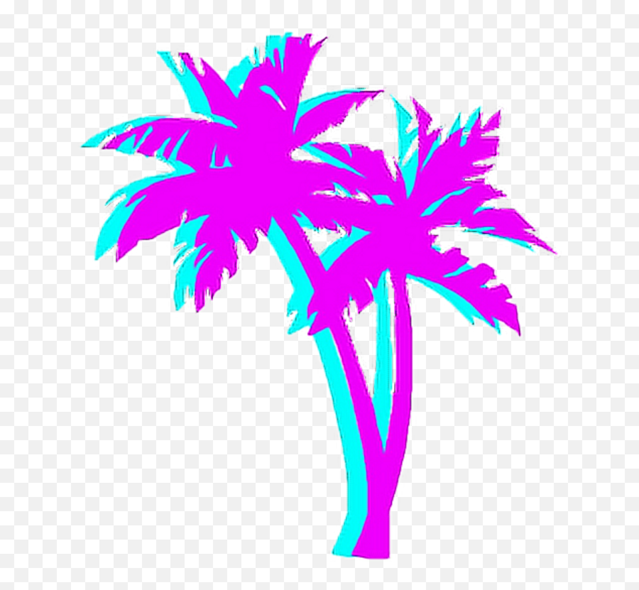 Download Palmtree Palm Night Japan Tumblr Aesthetic - Vaporwave Palm Tree Png Transparent,Palm Png