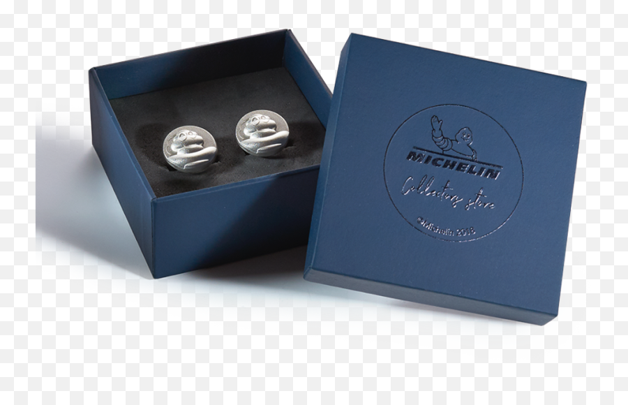 Men Silver Cufflinks - Bibendum With Monocle Box Png,Monacle Png