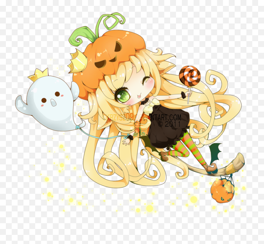 Png Pumpkin Anime Girl - Chibi Cute Halloween Anime Girl,Cute Pumpkin Png