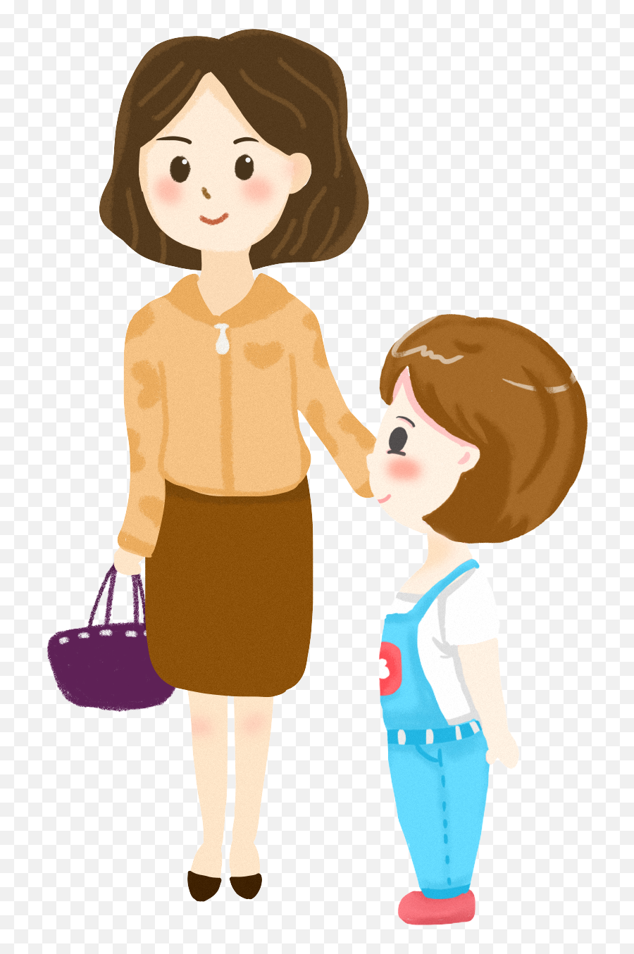 Little Girl Png - Cartoon Cute Hand Drawn Illustration Png Little Girl With Mom Png,Little Girl Png