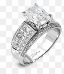 Download 18k White Gold Wide Band Contemporary Engagement - Engagement Ring Png,Engagement Ring Png