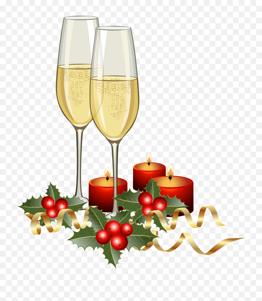 And Candles Png Clipart - Christmas Wine Glasses Clipart Christmas Champagne Clipart,Wine Clipart Png