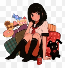 Free Purple Haired Anime Girl Clip Art - Clipartbarn Transparent Anime Girl Clipart Png,Anime Girl Sitting Png