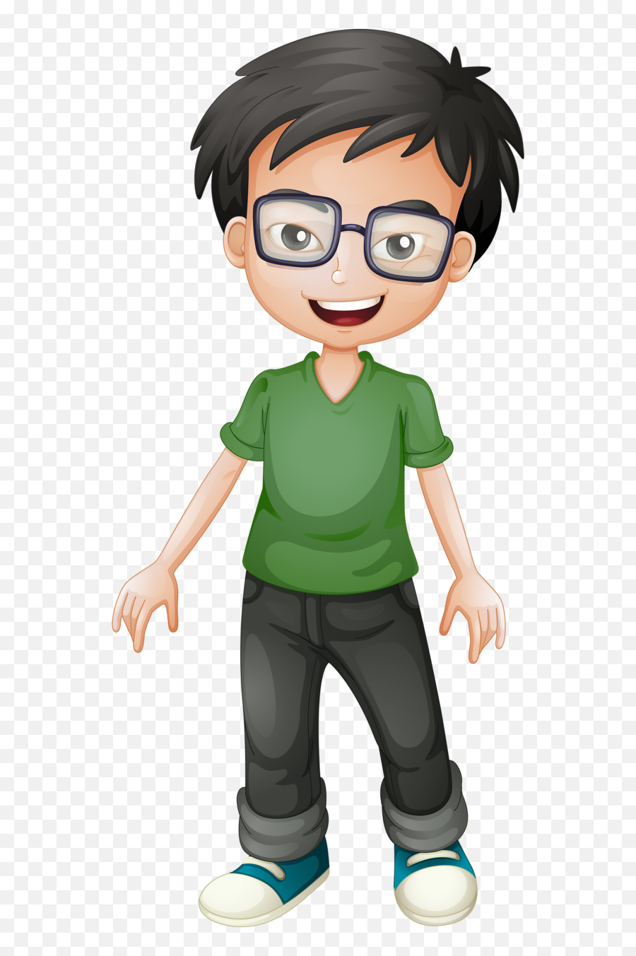 Download Hd Dall Clipart Boy Doll - Boy Cartoon With Glasses Boy With Glasses Clipart Png,Cartoon Glasses Png
