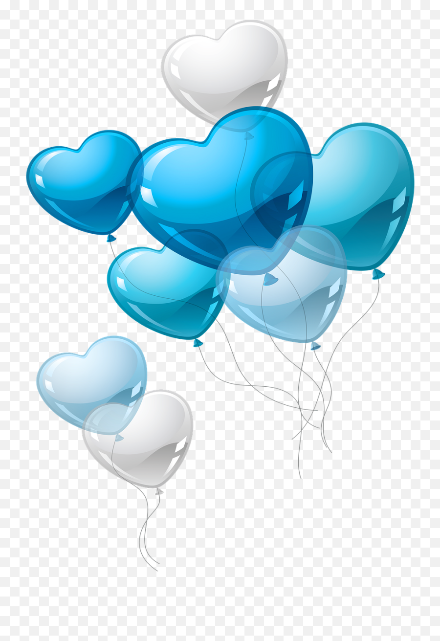 Heart Balloons String Confetti - Blue Heart Balloon Png,Heart Balloon Png