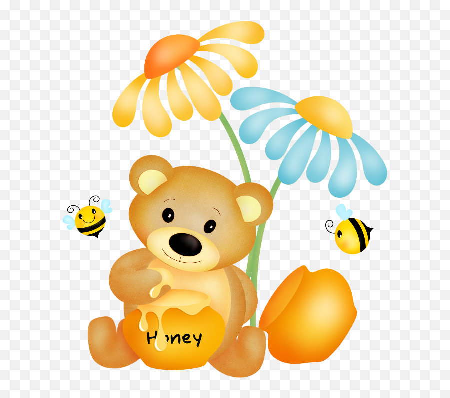 Cute Bear And Bee Clipart - Bees Bear And Honey Clipart Png,Bee Clipart Png
