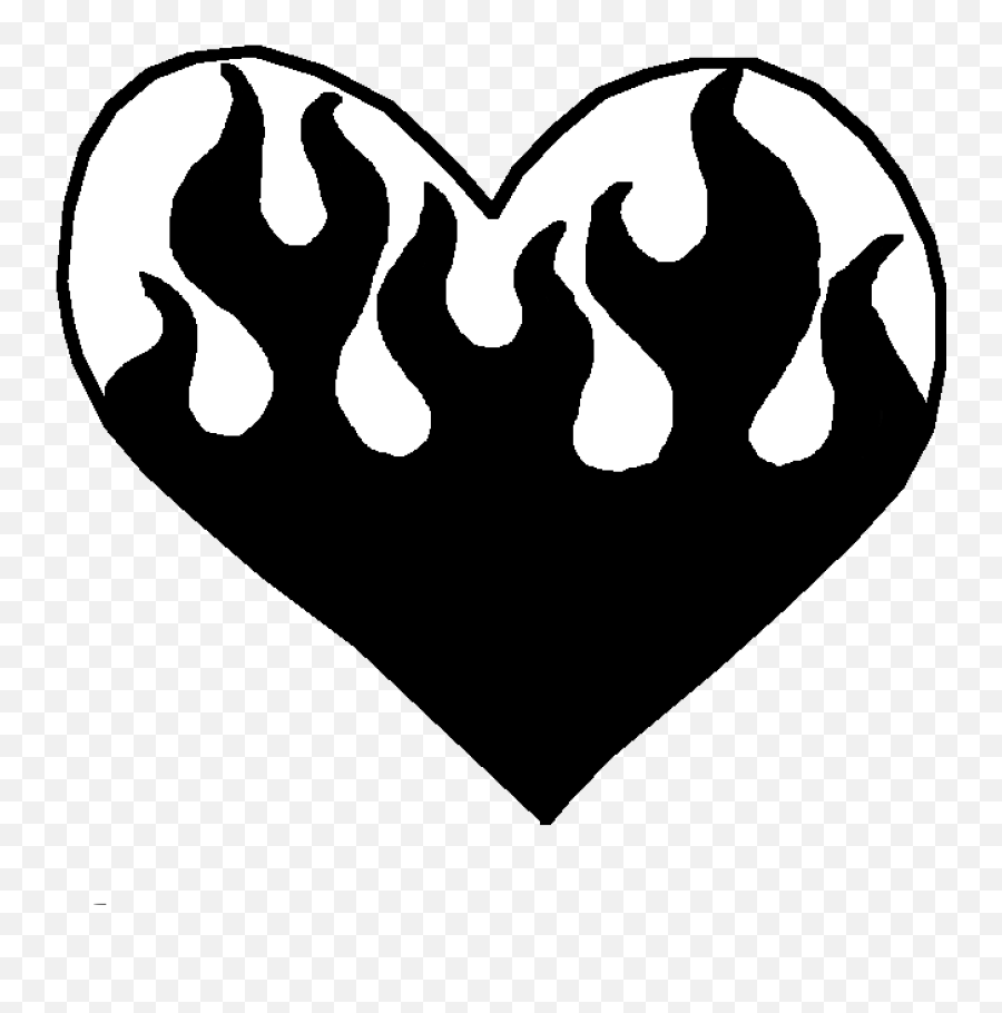 Pixilart - Heart With Flames Drawing Png,Black Flames Png