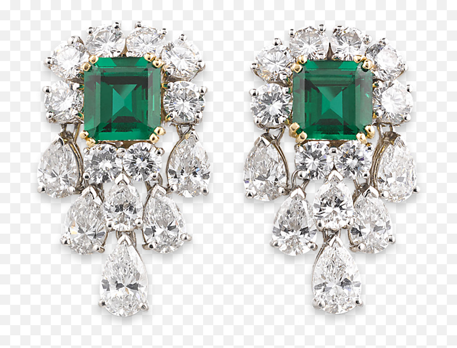 Unenhanced Emerald And Diamond Earrings - Long Diamond Earrings Png,Diamond Earring Png