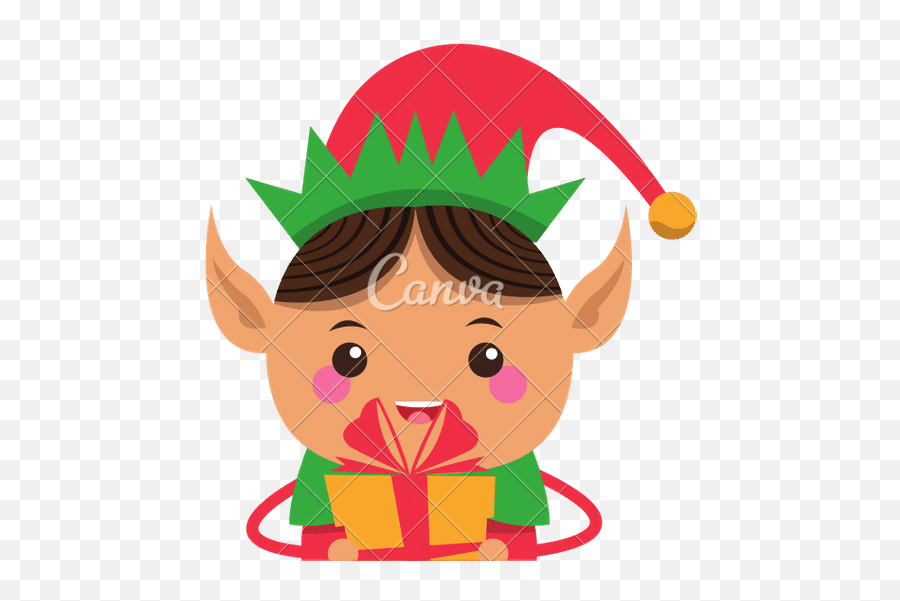 Happy Cute Christmas Elf Icon - Canva Christmas Elf Icon Png,Pretty Christmas Icon