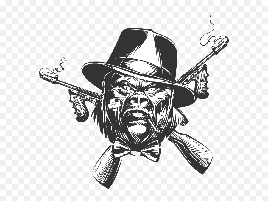 Download Gorilla Drawing Gangster - Gangster Angry Gorilla Tattoo Png,Gorilla Cartoon Png