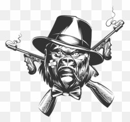 Download Gorilla Drawing Gangster - Gangster Angry Gorilla Tattoo Png,Gorilla Cartoon Png
