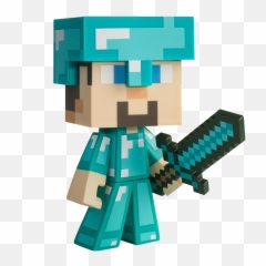 Minecraft - Steve Diamond Armor Figure png