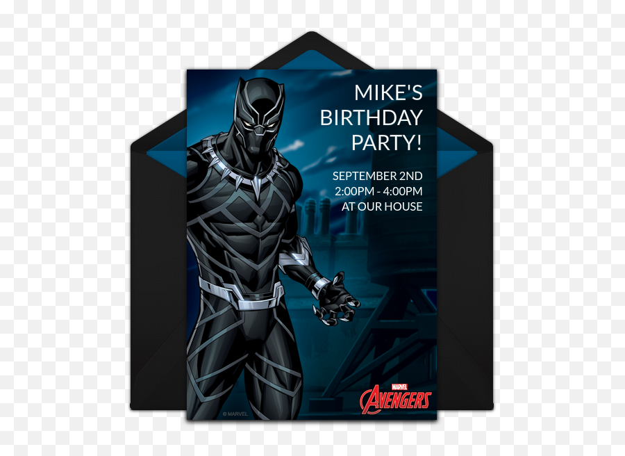 Free Avengers Black Panther Online Invitation - Punchbowlcom Black Panther Invitation Png,Black Panther Logo Marvel