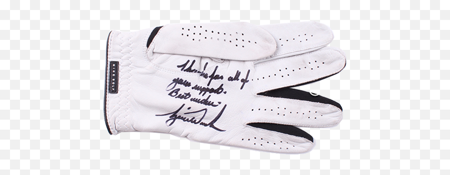 Tiger Woods Signed And Inscribed Tournament Winning Final Round - Used Nike Golf Glove Sock Png,Tiger Woods Png