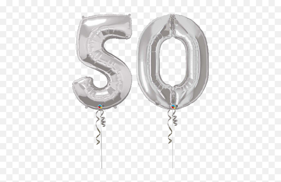 Giant Number 50 - Silver 60 Balloon Png,Silver Balloons Png